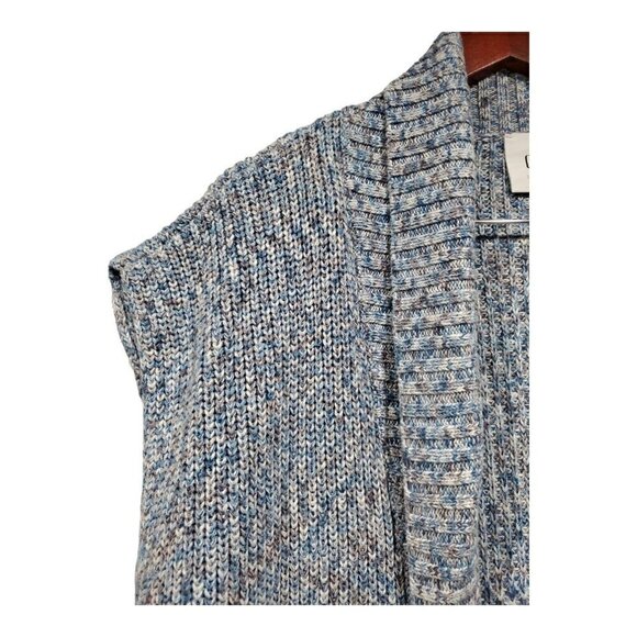 CAbi Napa Blue Marled Knit Open Front Long Duster Cardigan Sweater Vest Size S - Picture 5 of 12